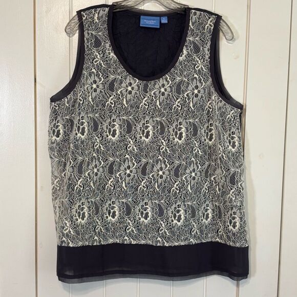 Simply Vera Vera Wang Gray Lace Front Boxy Tank Top NEVER WORN - Picture 2 of 9